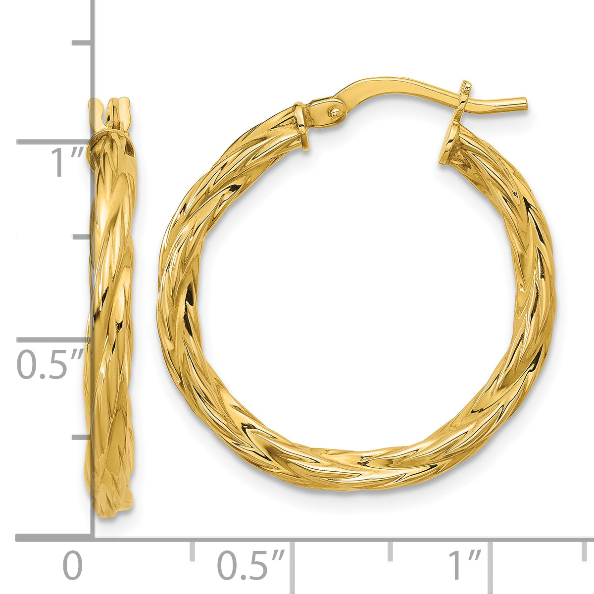 14K Polished Twisted Round Hoop Earrings