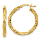 14K Polished Twisted Round Hoop Earrings