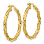 14K Polished Twisted Round Hoop Earrings
