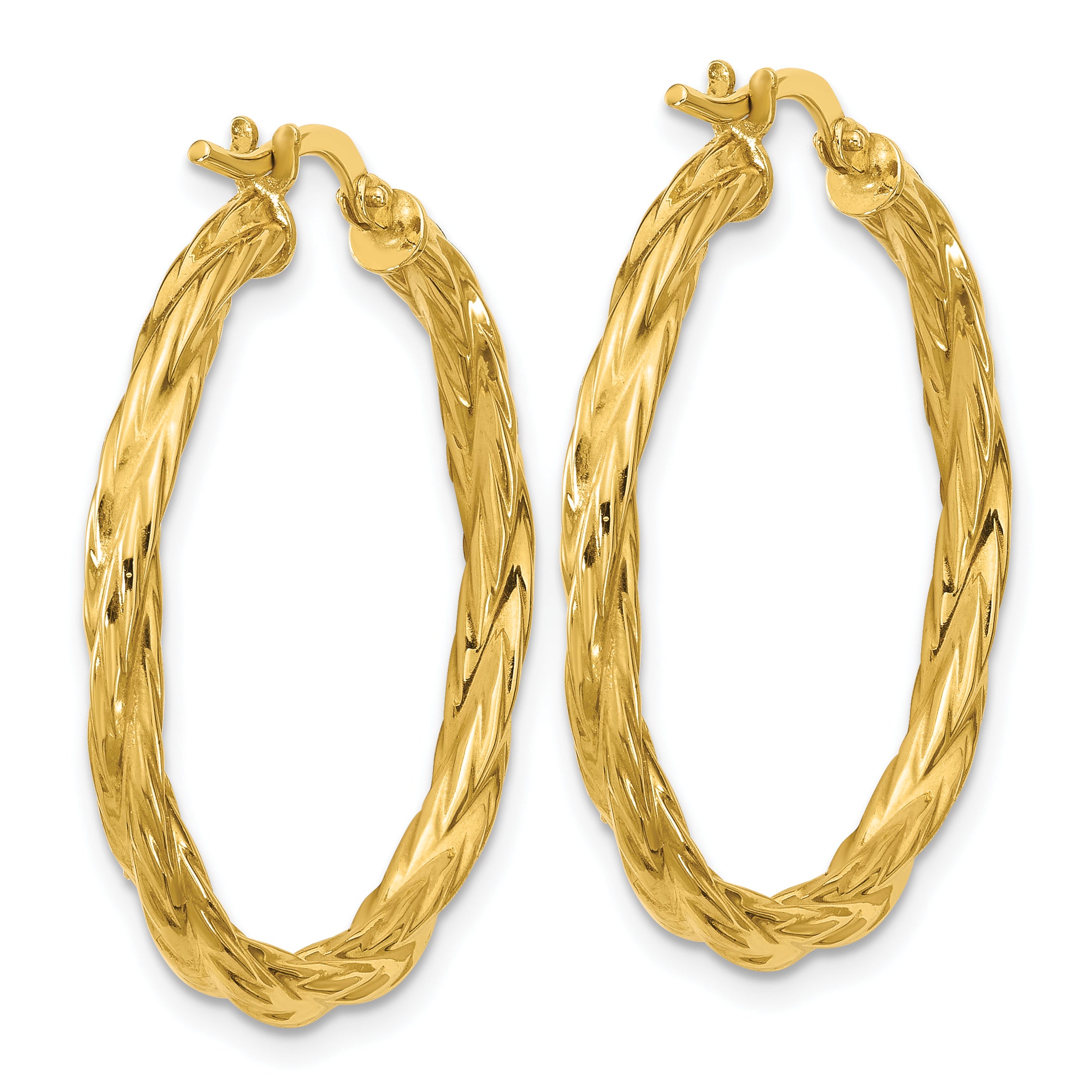 14K Polished Twisted Round Hoop Earrings
