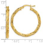 14K Polished Twisted Round Hoop Earrings