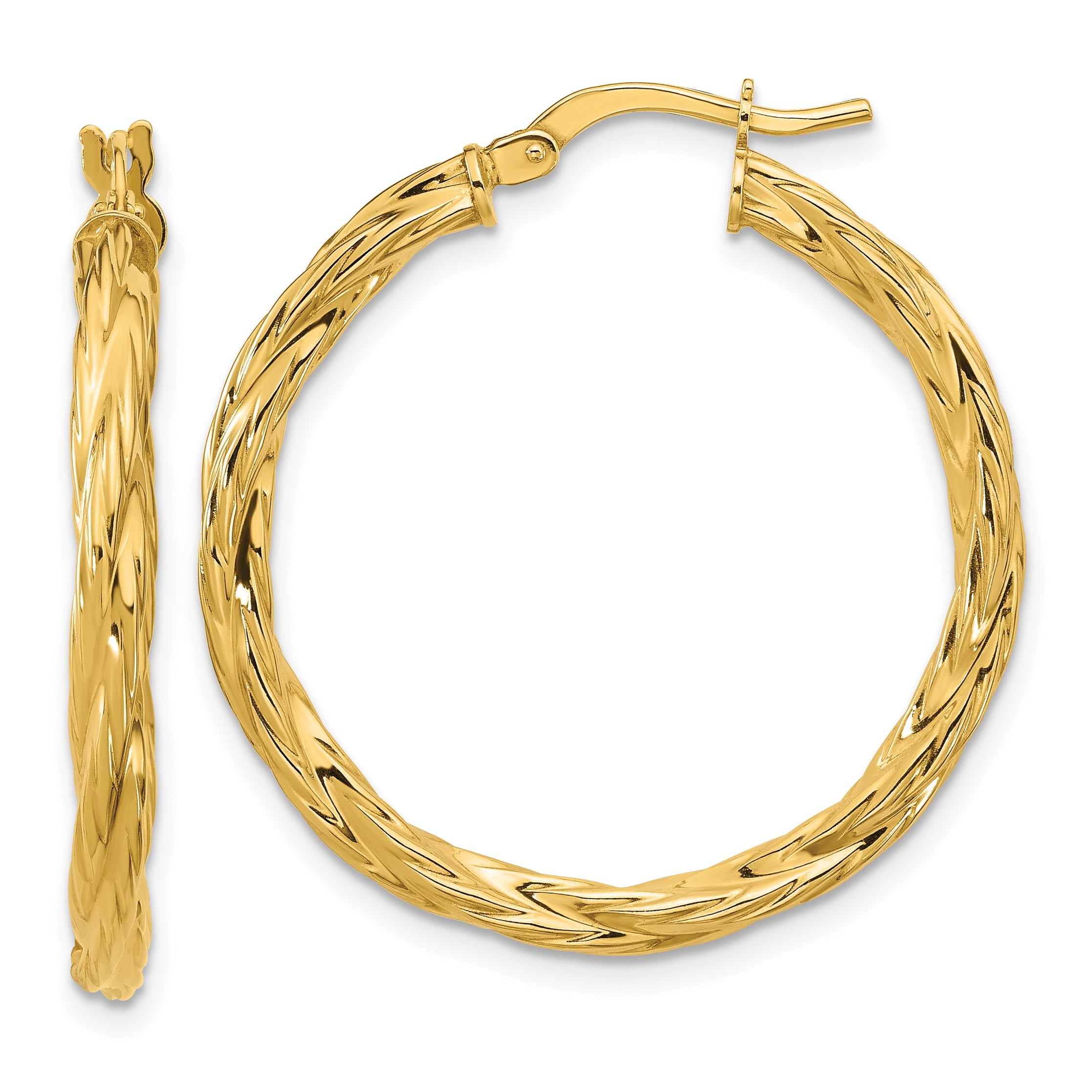 14K Polished Twisted Round Hoop Earrings Main image