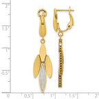 14K Two-tone Polish/Dia-cut Fancy Dangle Omega Earrings