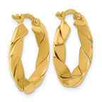 14K Polished and Grooved Fancy Hoop Earrings