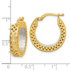 14K Two-tone Polished and Diamond-cut Hoop Earrings