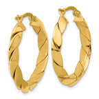 14K Polished and Grooved Fancy Hoop Earrings