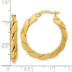 14K Polished and Grooved Fancy Hoop Earrings