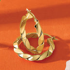 14K Polished and Grooved Fancy Hoop Earrings