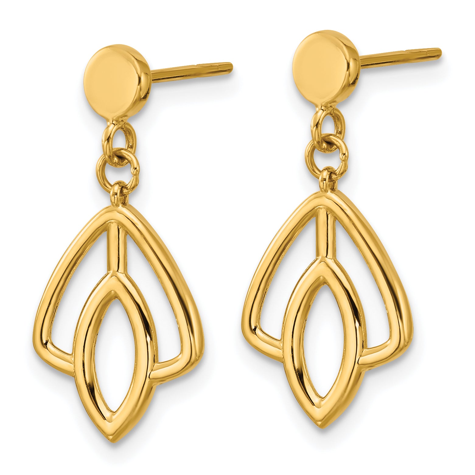 14K Polished Floral Dangle Post Earrings Secondary image