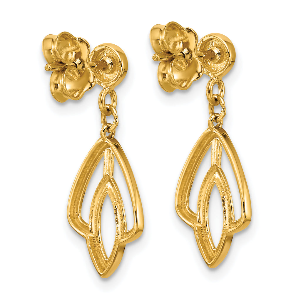 14K Polished Floral Dangle Post Earrings