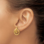 14K Polished and Twisted Circles Drop Post Earrings