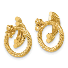 14K Polished and Twisted Circles Drop Post Earrings