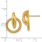 14K Polished and Twisted Circles Drop Post Earrings