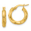 14K Polished and Diamond-cut Round Hoop Earrings