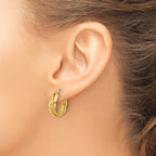 14K Polished and Textured Round Hoop Earrings