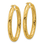 14K Polished Patterned Oval Hoop Earrings