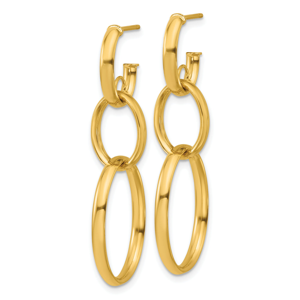14K Polished Oval Link Post Earrings
