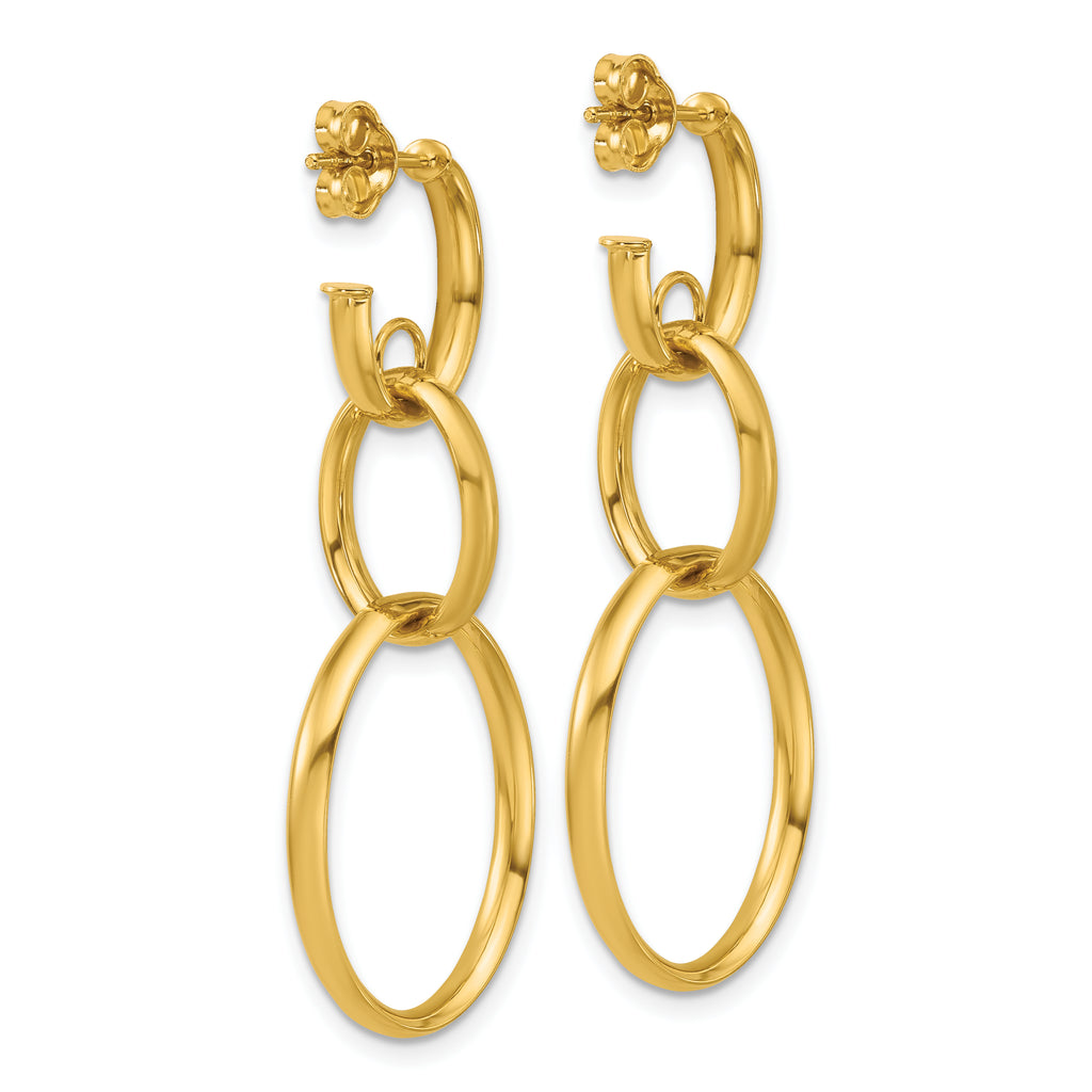 14K Polished Oval Link Post Earrings