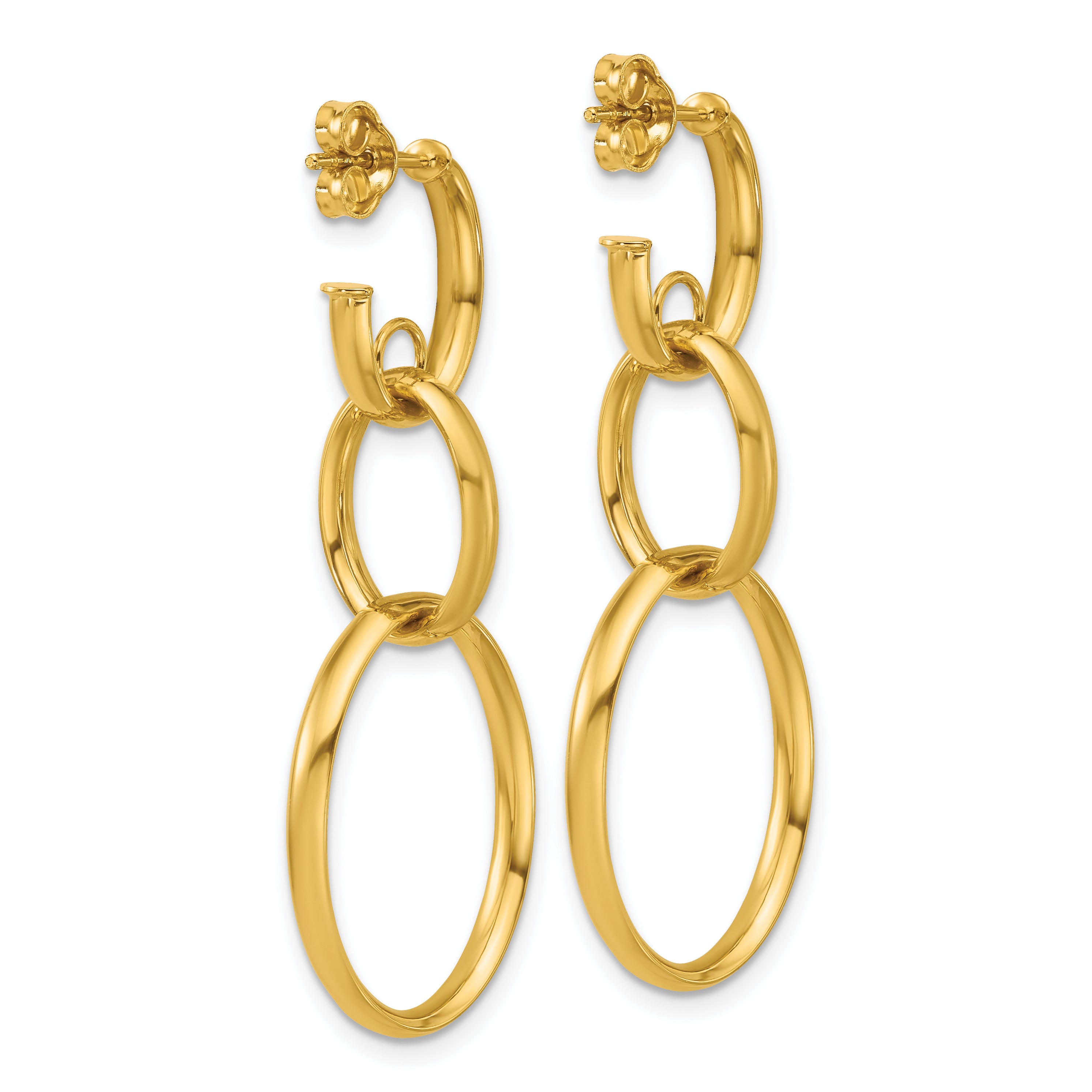 14K Polished Oval Link Post Earrings