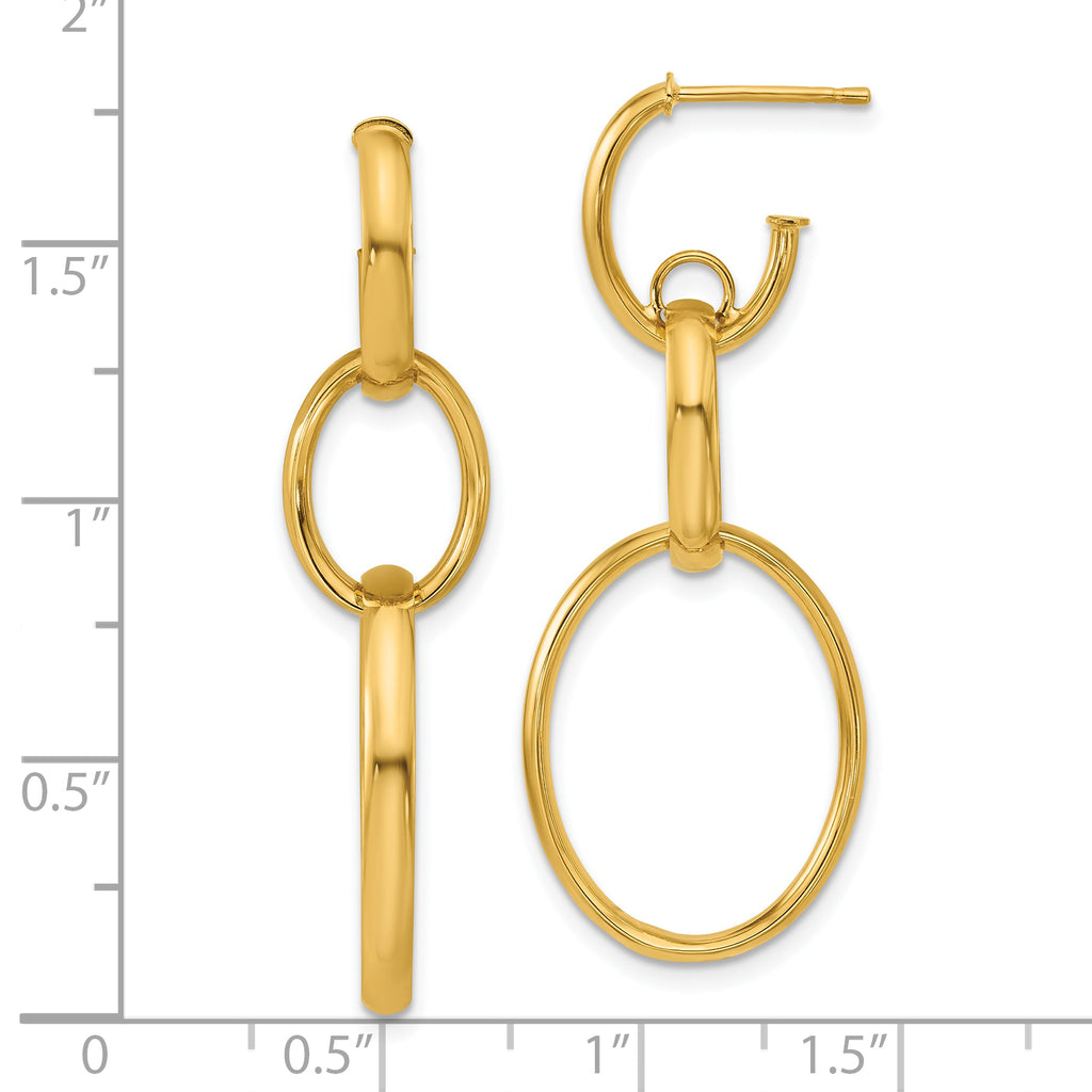 14K Polished Oval Link Post Earrings