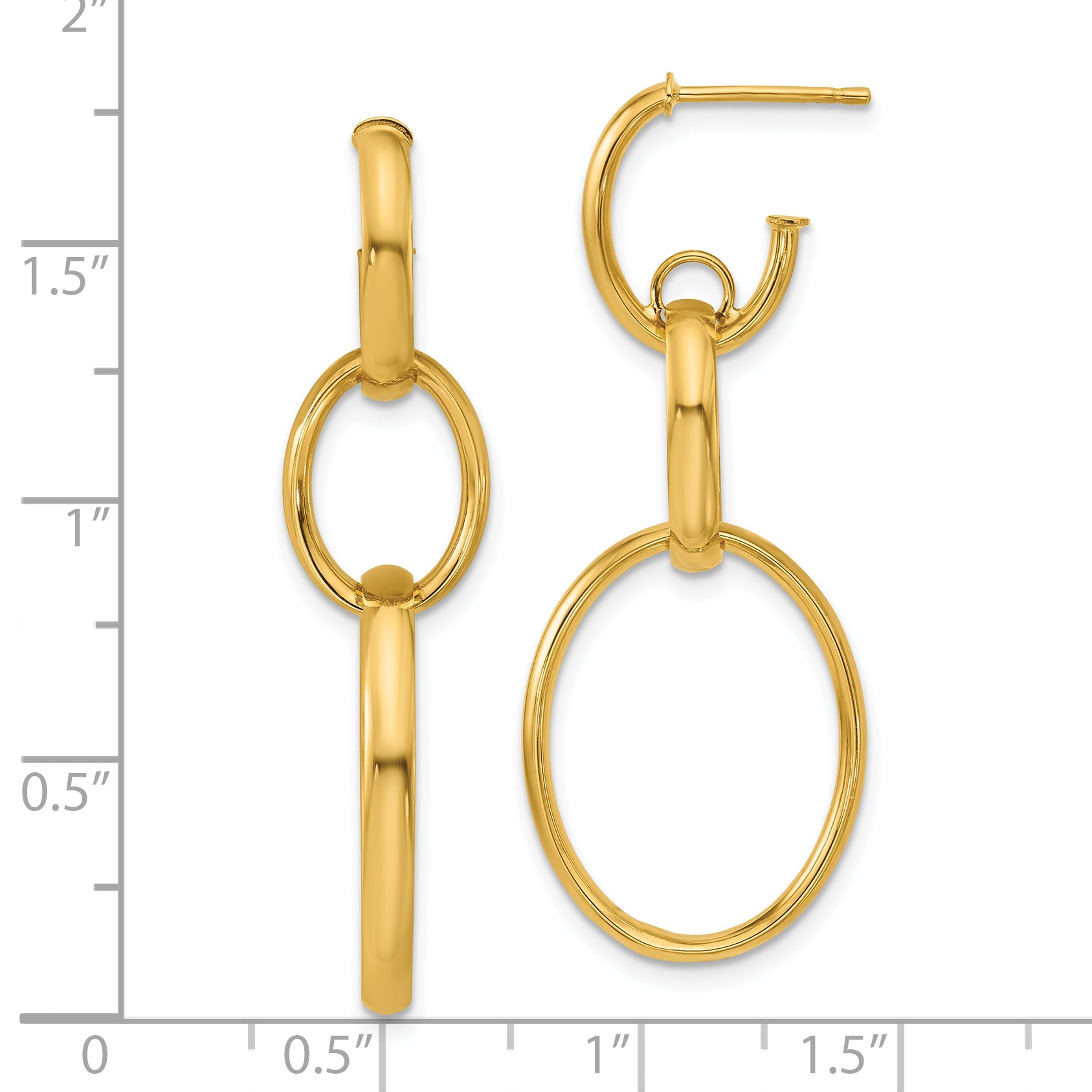 14K Polished Oval Link Post Earrings
