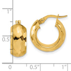 14K Polished and Diamond-cut Hoop Earrings