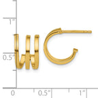 14K Polished 3-row Post J-hoop Earrings