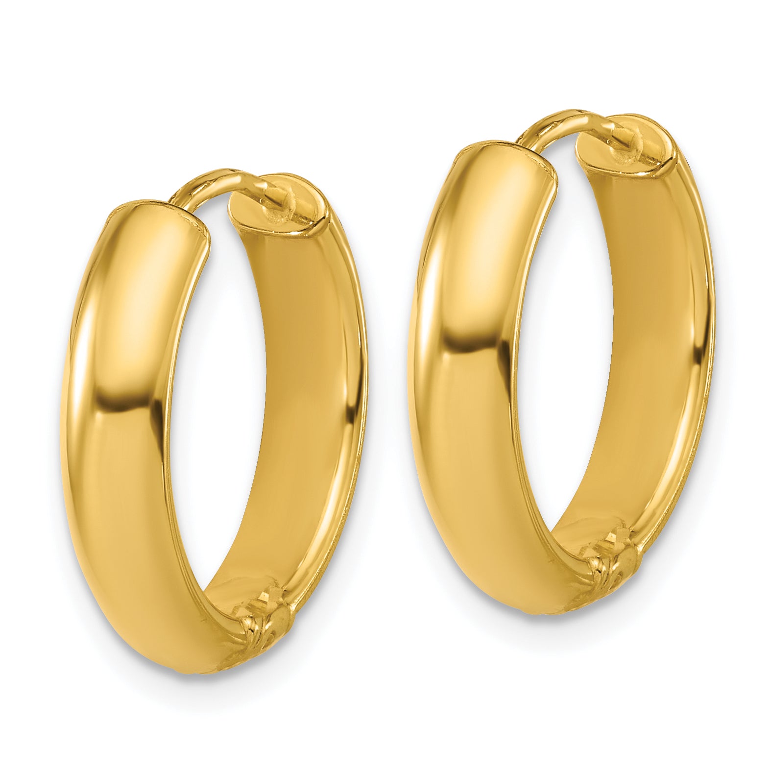 Leslie's' 14K Polished and Dia-cut Hinged Hoop Earrings