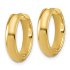 14K w/Rhodium Polished/Dia-cut Hinged Hoop Earrings