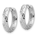 Leslie's' 14K w/White RH-plat Polish/Dia-cut Hinged Hoop Earrings