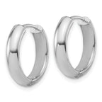 Leslie's' 14K w/White RH-plat Polish/Dia-cut Hinged Hoop Earrings