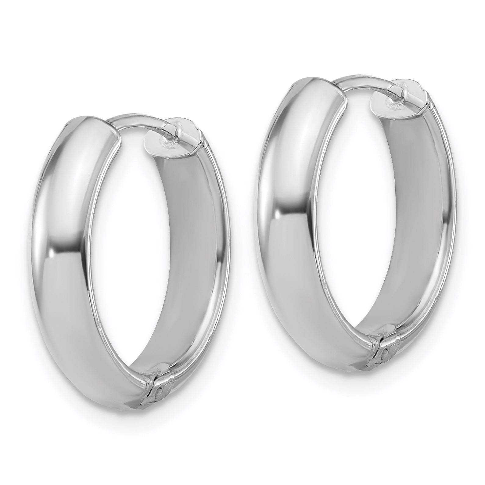Leslie's' 14K w/White RH-plat Polish/Dia-cut Hinged Hoop Earrings
