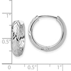 Leslie's' 14K w/White RH-plat Polish/Dia-cut Hinged Hoop Earrings