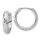 Leslie's' 14K w/White RH-plat Polish/Dia-cut Hinged Hoop Earrings