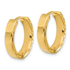 Leslie's' 14K Polished and Dia-cut Square Tube Hinged Hoop Earrings