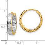 14K w/RH Polish/Dia-cut Square Tube Hinged Hoop Earrings