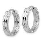 Leslie's' 14K w/Wht RH-plat Polished/Dia-cut Hinged Hoop Earrings