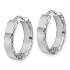 Leslie's' 14K w/Wht RH-plat Polished/Dia-cut Hinged Hoop Earrings