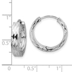 Leslie's' 14K w/Wht RH-plat Polished/Dia-cut Hinged Hoop Earrings