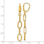 14K Polish/Texture/Dia-cut Fancy Oval Link Dangle Earrings