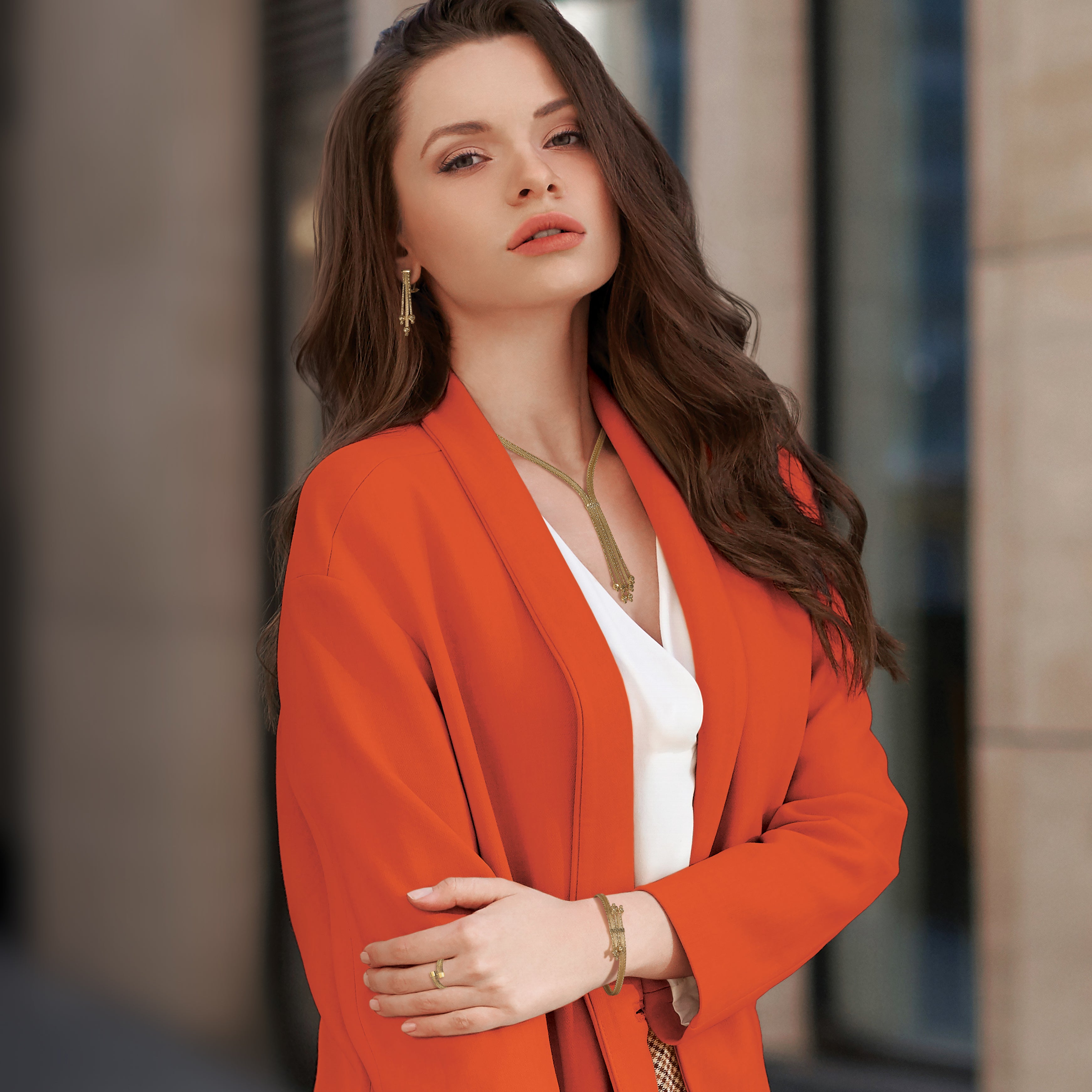 14K Polish/Texture/Dia-cut Fancy Dangle Omega Earrings