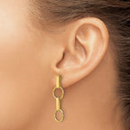 14K Polished and Diamond-cut Circle Dangle Post Earrings
