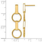 14K Polished and Diamond-cut Circle Dangle Post Earrings