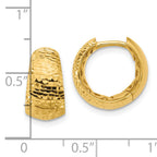 14K Polished and Diamond-cut Huggie Hoop Earrings