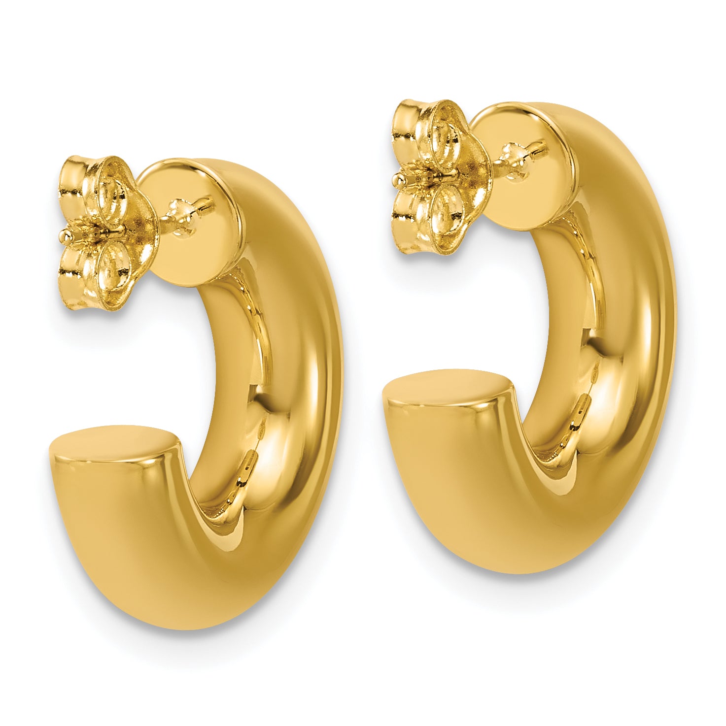 14K Polished J-Hoop Post Earrings