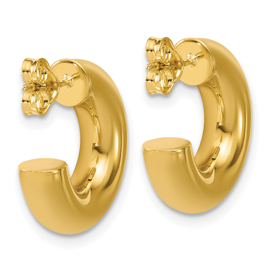14K Polished J-Hoop Post Earrings