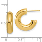 14K Polished J-Hoop Post Earrings