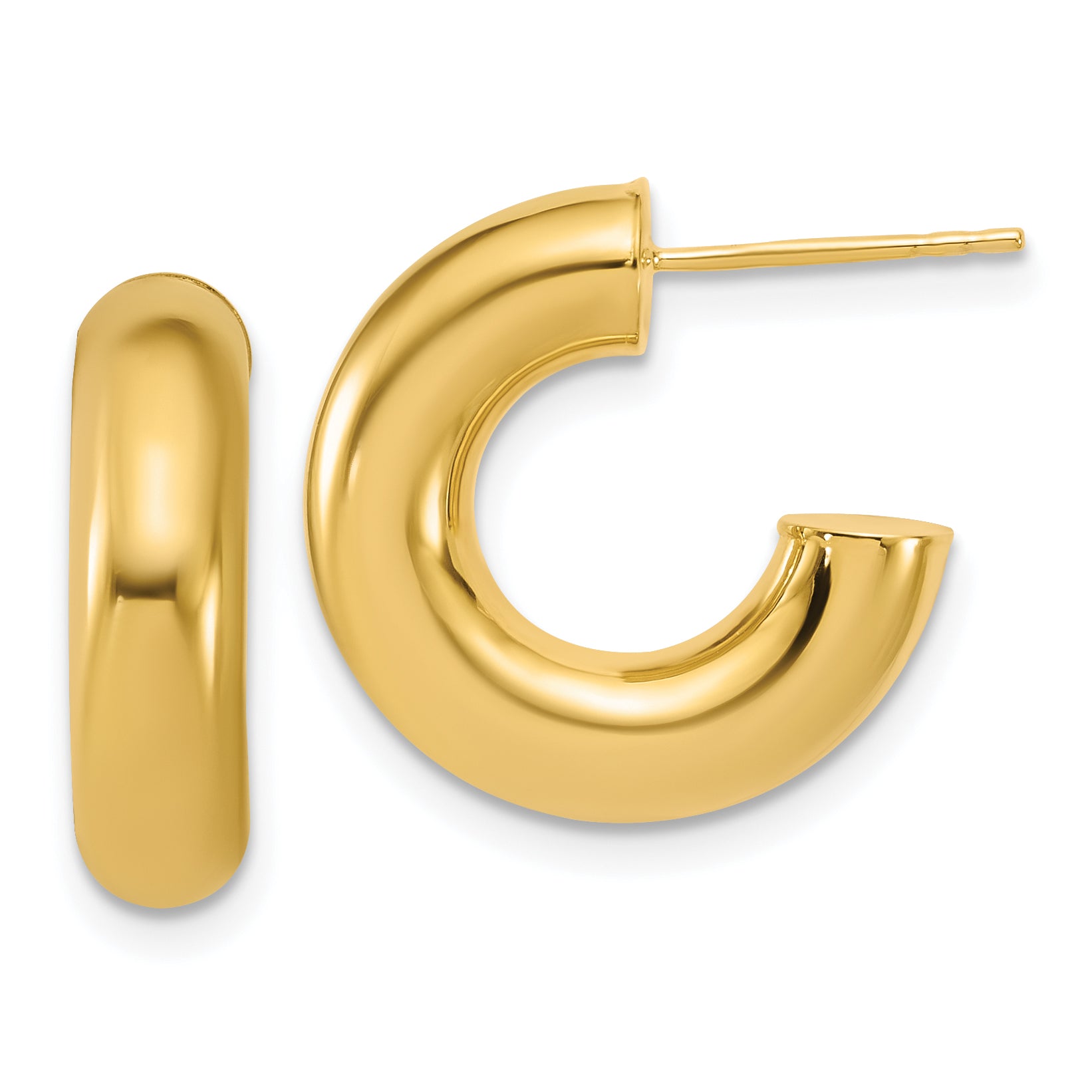 14K Polished J-Hoop Post Earrings Main image