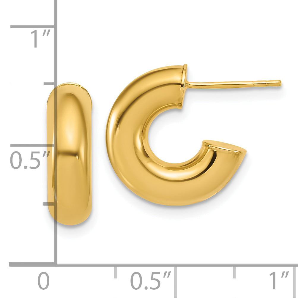 14K Polished J-Hoop Post Earrings