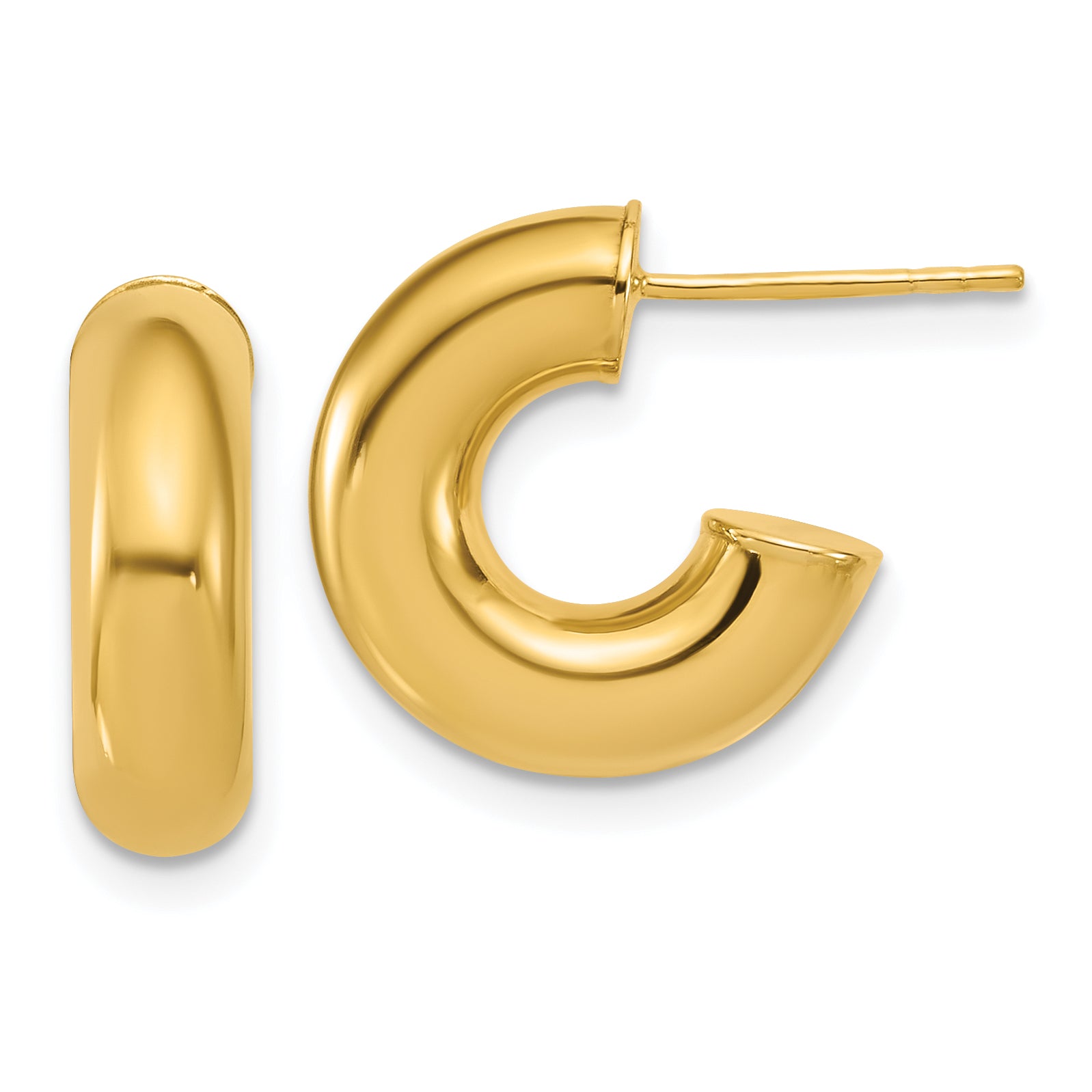 14K Polished J-Hoop Post Earrings Main image